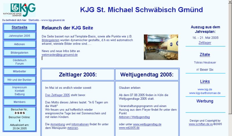 Screenshot von www.kjg-gmuend.de